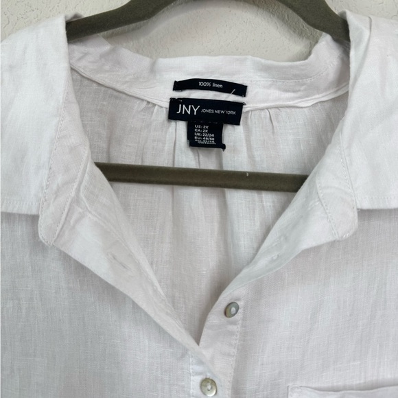 Jones New York Sz 2X 100% Linen Popover Tunic  Top Blouse Lagenlook Minimalist - Picture 3 of 5